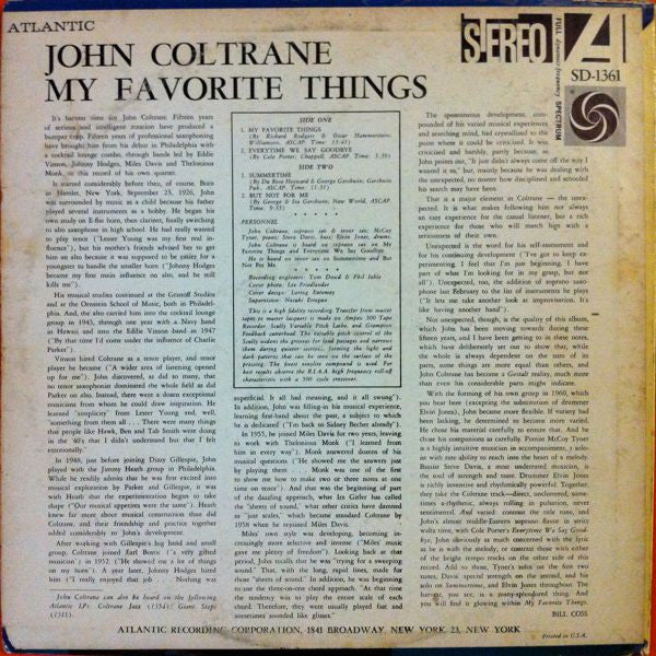 John Coltrane - My Favorite Things (LP, Album, RP)