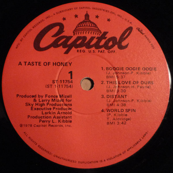 A Taste Of Honey - A Taste Of Honey (LP, Album, Win)