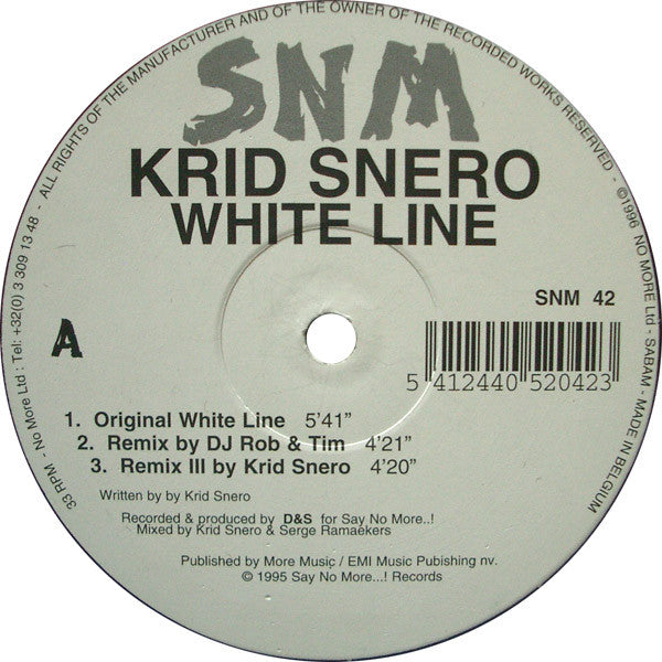 Krid Snero - White Line 1996 Remixes (12"")