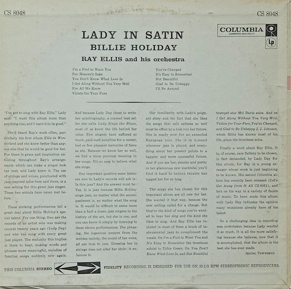 Billie Holiday - Lady In Satin(LP, Album, RE, One)