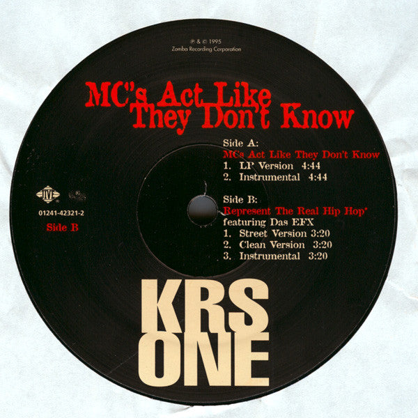 KRS ONE* - MC's Act Like They Don't Know (12"")