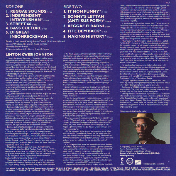 Linton Kwesi Johnson - Reggae Greats (LP, Album, Comp)