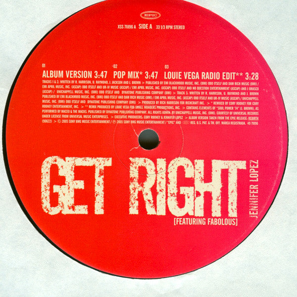 Jennifer Lopez - Get Right (12"")