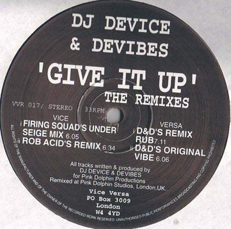 DJ Device & Devibes - Give It Up (The Remixes) (12"")