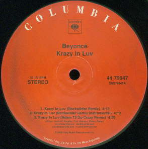 Beyoncé - Krazy In Luv (12"", Single, Promo)