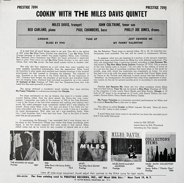 The Miles Davis Quintet - Cookin' With The Miles Davis Quintet(LP, ...