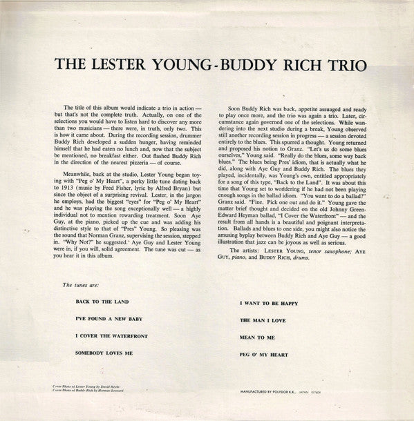 Lester Young-Buddy Rich Trio - The Lester Young -  Buddy Rich Trio(...