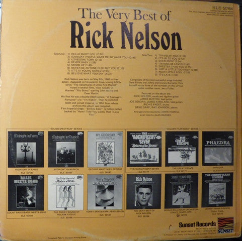 Rick Nelson* - The Very Best Of Rick Nelson (LP, Comp)