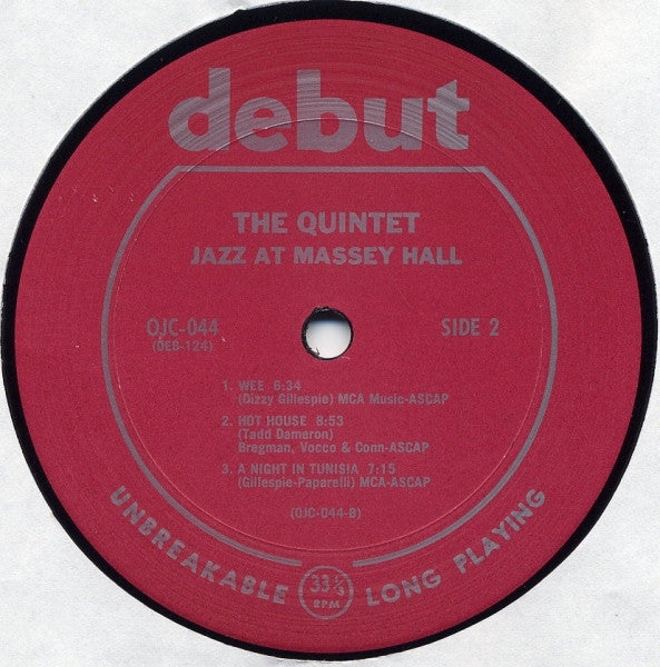 The Quintet - Jazz At Massey Hall (LP, Album, Mono, RE, Pit)