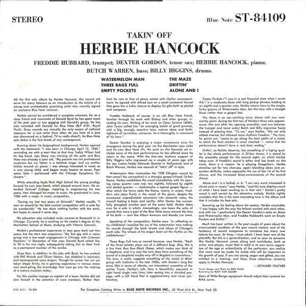 Herbie Hancock - Takin' Off (LP, Album, RE)