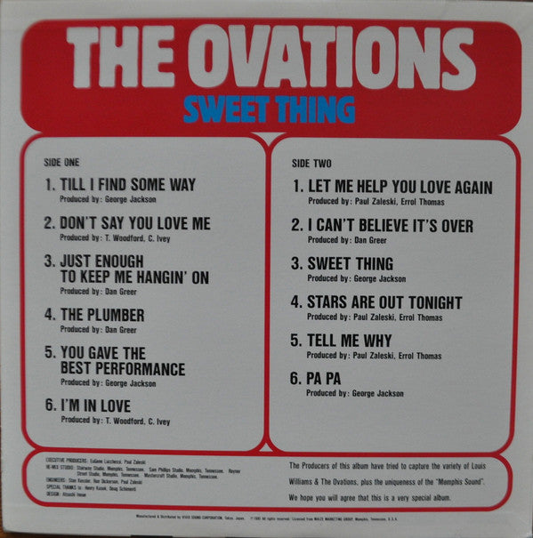 The Ovations Featuring Louis Williams - Sweet Thing (LP, Album)