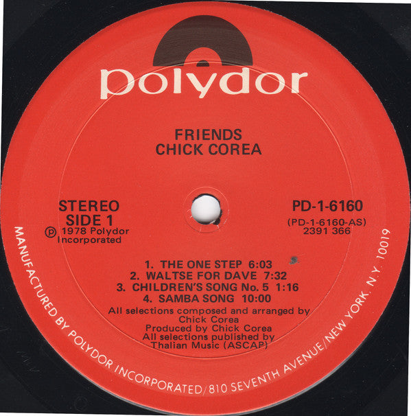 Chick Corea - Friends (LP, Album, Mon)