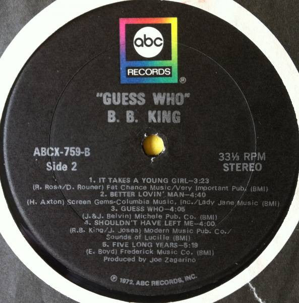 B.B. King - Guess Who (LP, Album, Tru)