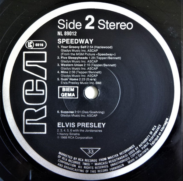 Elvis* - Speedway (LP, Album, RE)