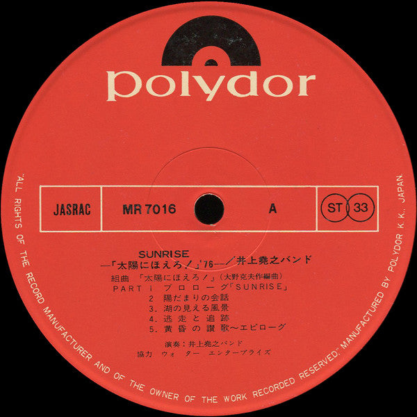 井上堯之バンド = Inoue Takayuki Band* - Sunrise - ""組曲""　太陽にほえろ！ '76 (LP)