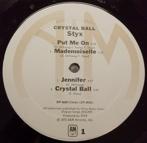 Styx - Crystal Ball (LP, Album, Mon)