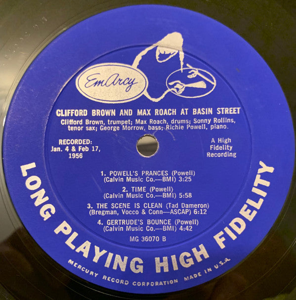 Clifford Brown And Max Roach - At Basin Street (LP, Album, Mono, Hig)