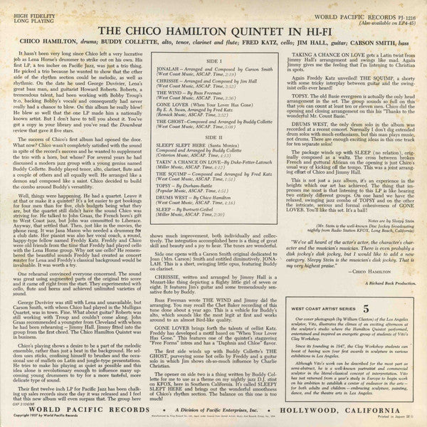 The Chico Hamilton Quintet - Chico Hamilton Quintet In Hi-Fi(LP, Al...