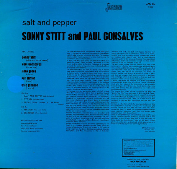 Sonny Stitt And Paul Gonsalves - Salt And Pepper (LP, Album, RE)
