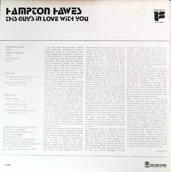 Hampton Hawes - This Guy's In Love With You (LP, Album, RE)