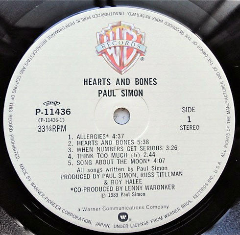 Paul Simon - Hearts And Bones (LP, Album)