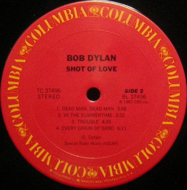 Bob Dylan - Shot Of Love (LP, Album, San)