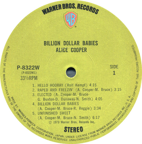 Alice Cooper - Billion Dollar Babies (LP, Album)