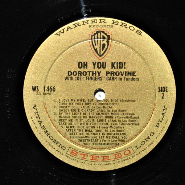 Dorothy Provine With Joe ""Fingers"" Carr - Oh You Kid! (LP, Album)