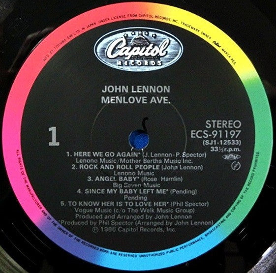 John Lennon - Menlove Ave (LP, Album)