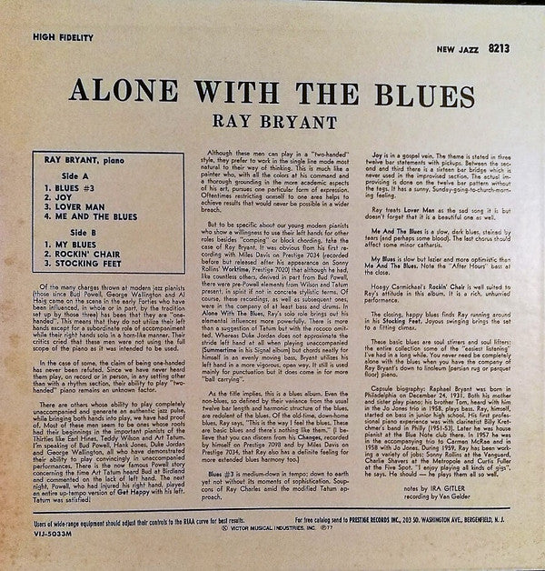 Ray Bryant - Alone With The Blues (LP, Album, Mono)