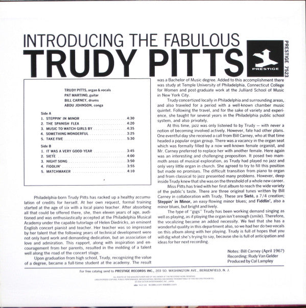 Trudy Pitts - Introducing The Fabulous Trudy Pitts (LP, Album, RE)