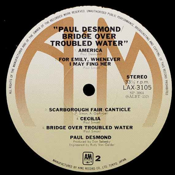 Paul Desmond - Bridge Over Troubled Water (LP, Album, Ltd, RE)