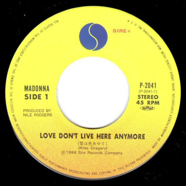 Madonna = マドンナ* - Love Don't Live Here Anymore = 愛は色あせて (7"", Single)