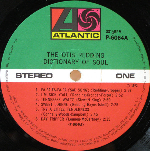 Otis Redding - The Otis Redding Dictionary Of Soul (LP, Album, RE)