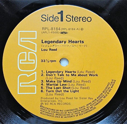 Lou Reed - Legendary Hearts (LP, Album)