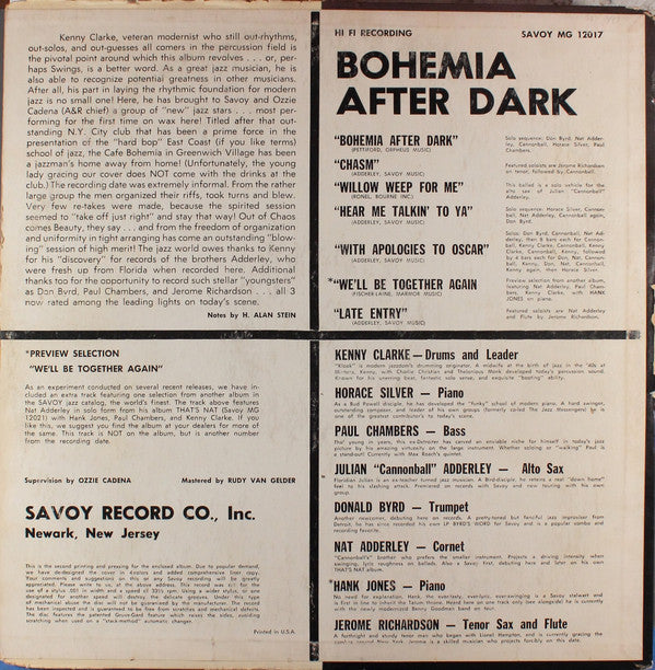 Cannonball Adderley - Bohemia After Dark(LP, Album, Mono, RE)