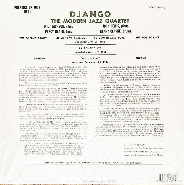 The Modern Jazz Quartet - Django (LP, Album, RE)