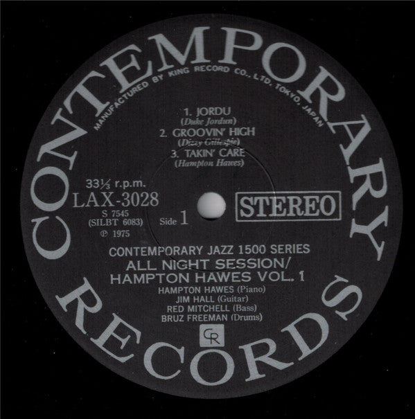 Hampton Hawes Quartet - All Night Session, Vol. 1 (LP, Album, Ltd, RE)