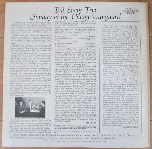 The Bill Evans Trio - Sunday At The Village Vanguard(LP, Album, RE)