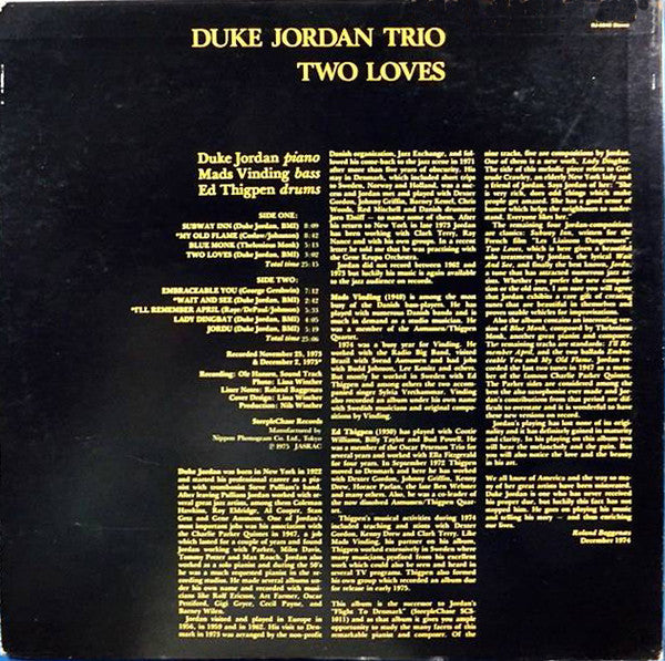 Duke Jordan Trio - Two Loves (LP, Album)