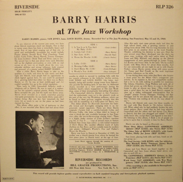 Barry Harris (2) - At The Jazz Workshop (LP, Album, RE)