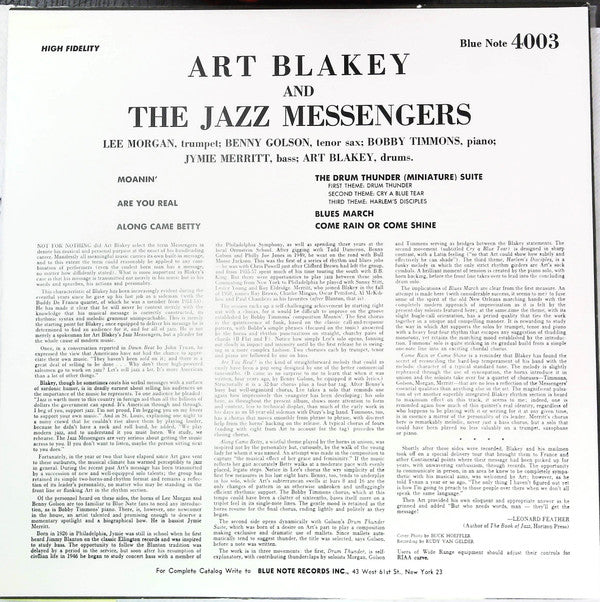 Art Blakey And The Jazz Messengers* - Moanin' (LP, Album, RE)