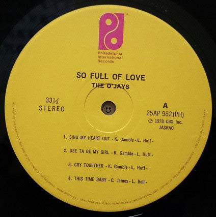 The O'Jays - So Full Of Love (LP, Album)
