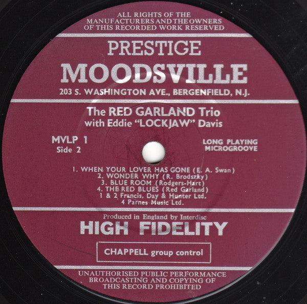 The Red Garland Trio - Moodsville Volume 1(LP, Album)