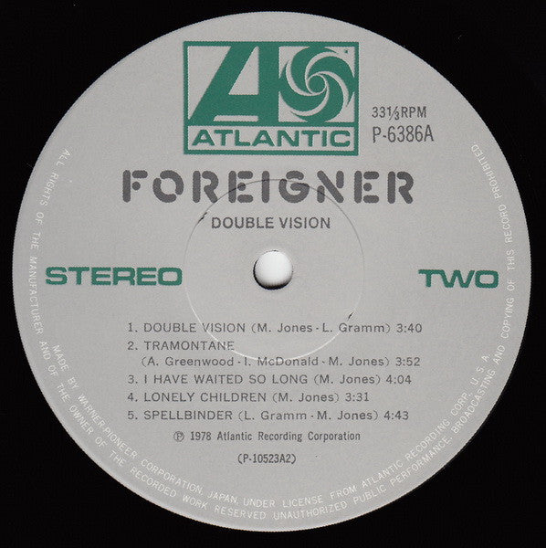 Foreigner - Double Vision (LP, Album, RE)