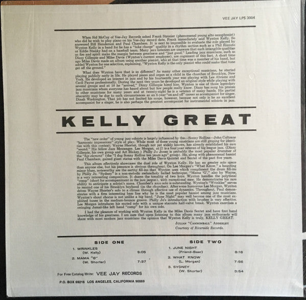 Wynton Kelly - Kelly Great (LP, Album, RE)