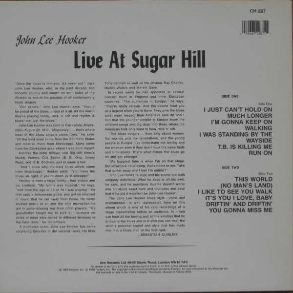 John Lee Hooker - Live At Sugar Hill (LP, Album, RE)