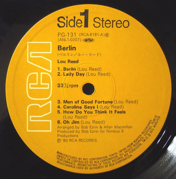 Lou Reed - Berlin (LP, Album, Ltd, RE)