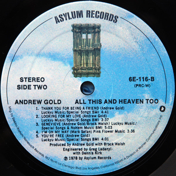 Andrew Gold - All This And Heaven Too (LP, Album, PRC)