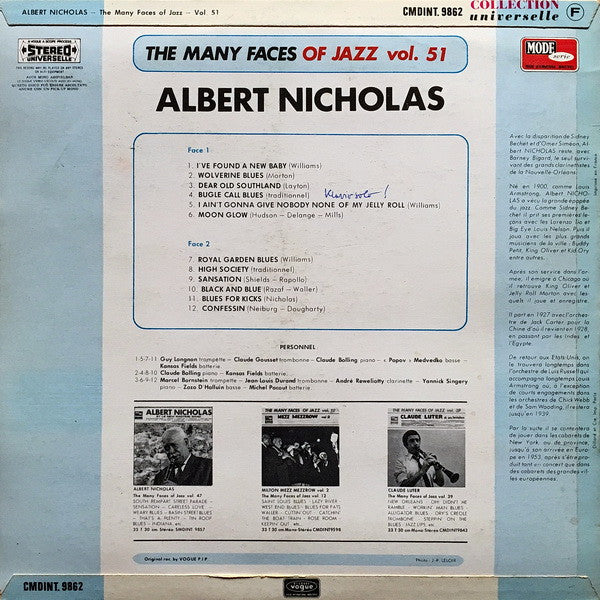 Albert Nicholas - The Many Faces Of Jazz Vol. 51 (LP, Album)